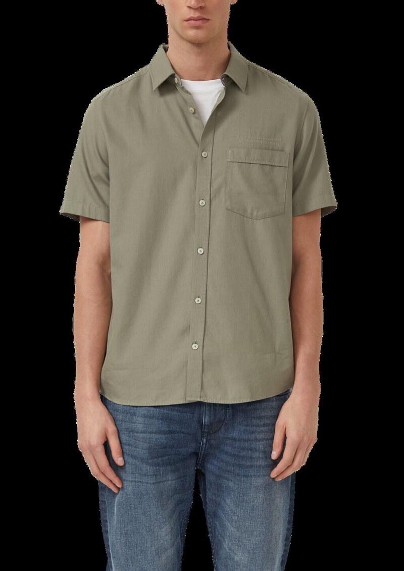 Regular Fit: Leichtes Kurzarmhemd mit Stickerei