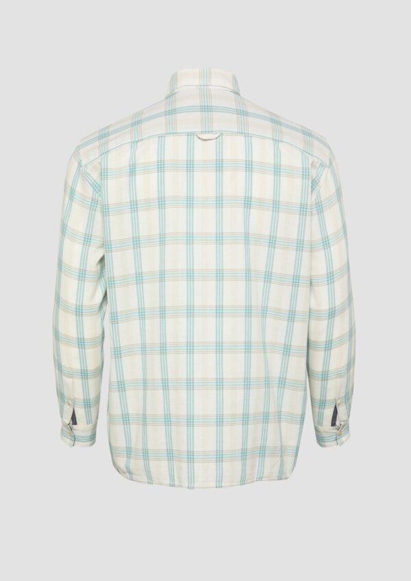 Regular Fit: Fein strukturiertes Karohemd mit Kentkragen und Brusttasche