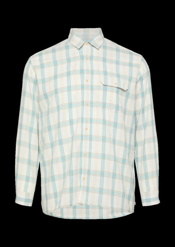 Regular Fit: Fein strukturiertes Karohemd mit Kentkragen und Brusttasche