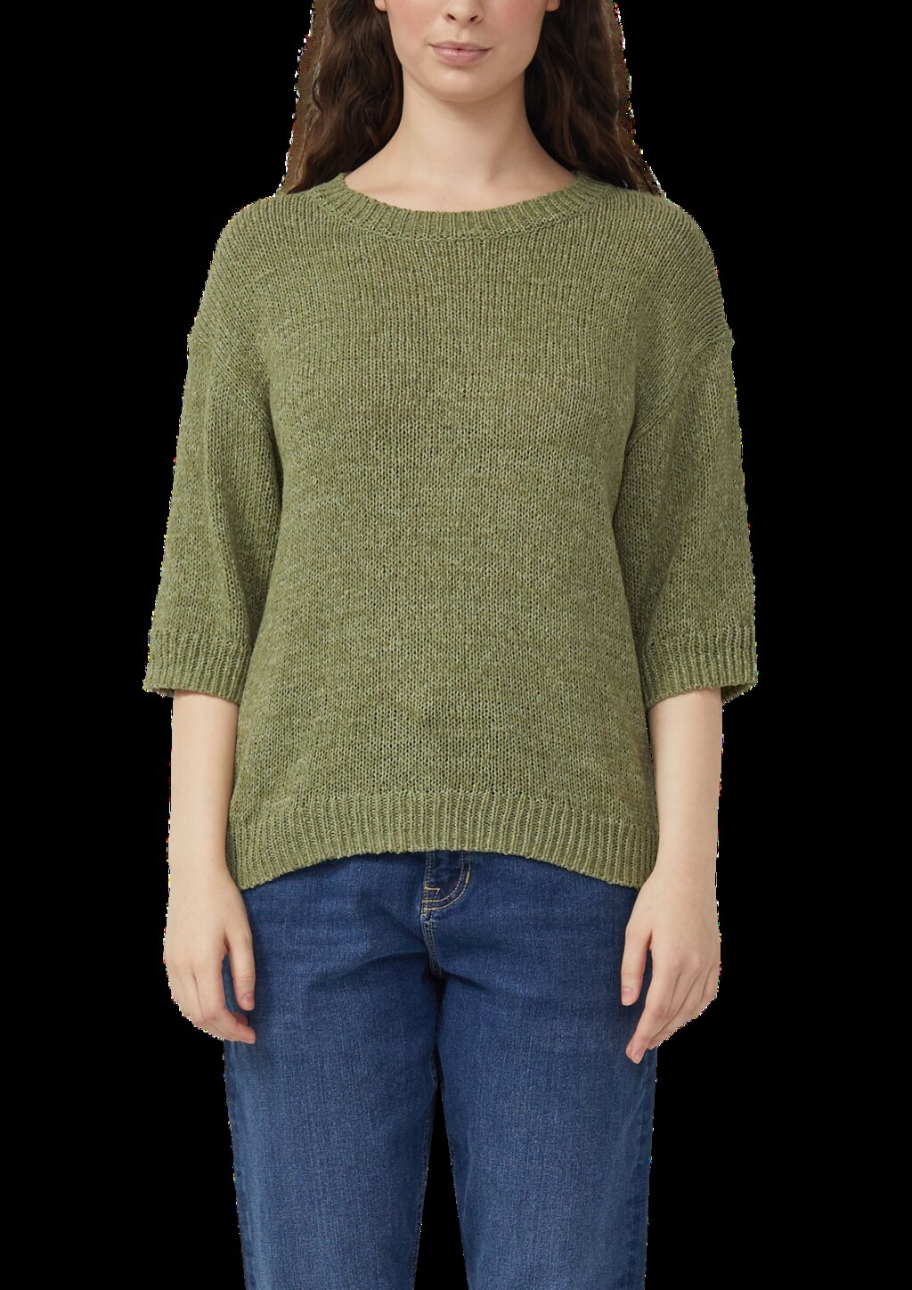 Strickpullover aus Bändchengarn mit Dreiviertelärmeln