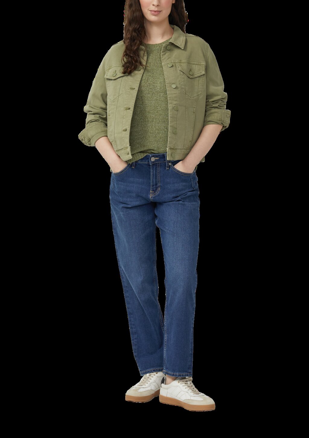 Strickpullover aus Bändchengarn mit Dreiviertelärmeln