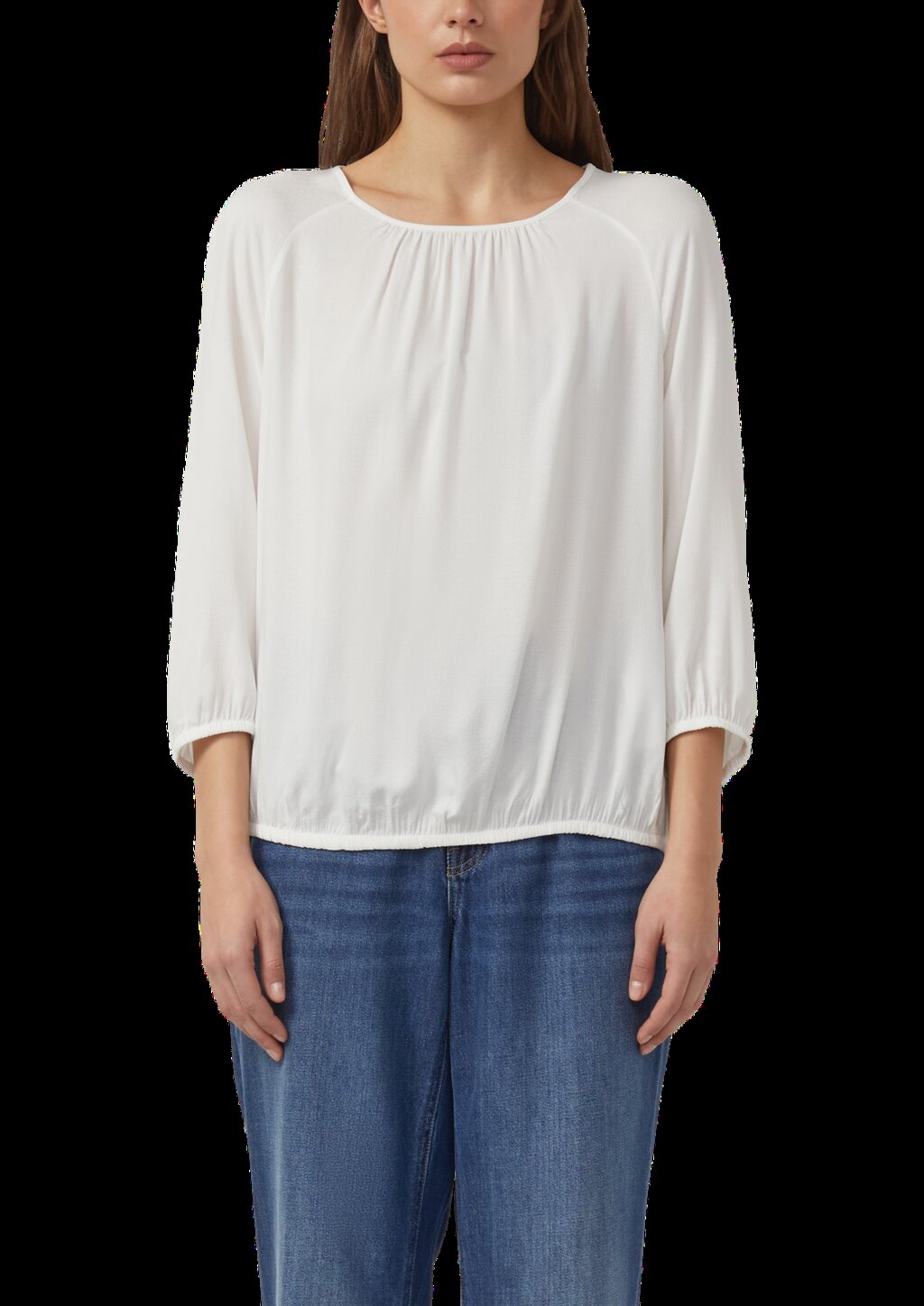 Strukturierte Viskose-Bluse mit Raff-Details