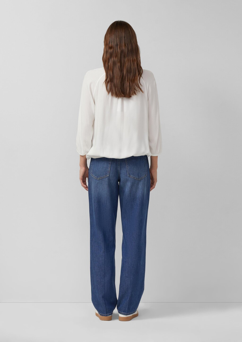 Strukturierte Viskose-Bluse mit Raff-Details