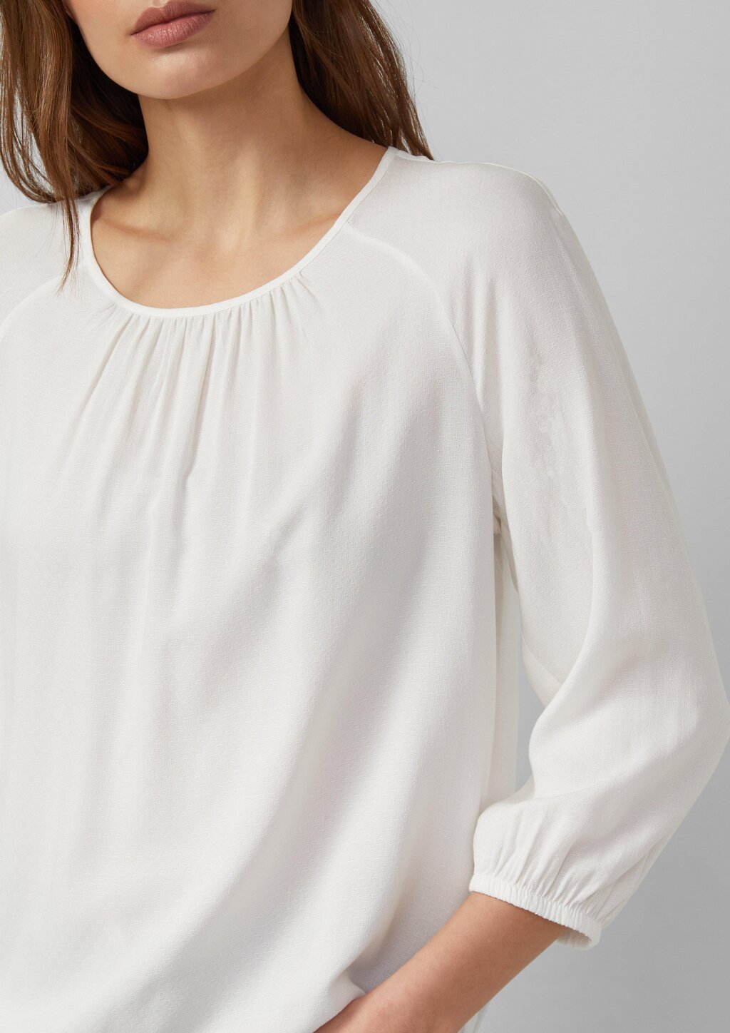 Strukturierte Viskose-Bluse mit Raff-Details