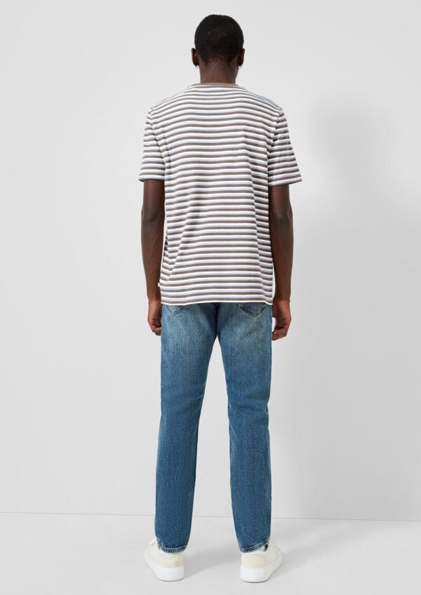 Rundhals T-Shirt mit Strukturstreifen, Regular Fit