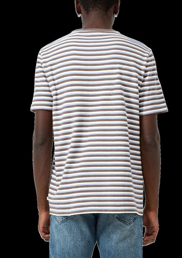 Rundhals T-Shirt mit Strukturstreifen, Regular Fit