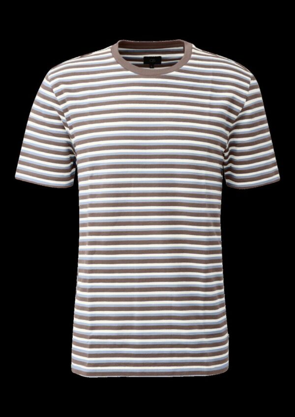 Rundhals T-Shirt mit Strukturstreifen, Regular Fit