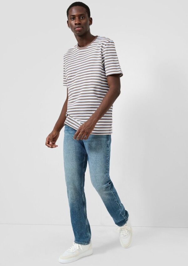 Rundhals T-Shirt mit Strukturstreifen, Regular Fit