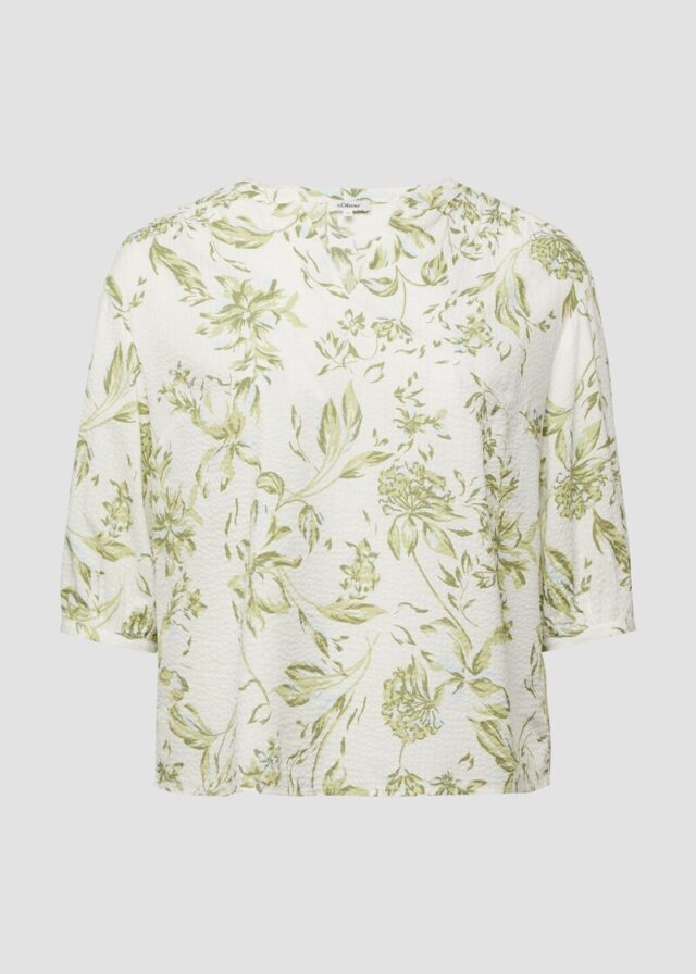 Bluse aus Seersucker mit Raffungen