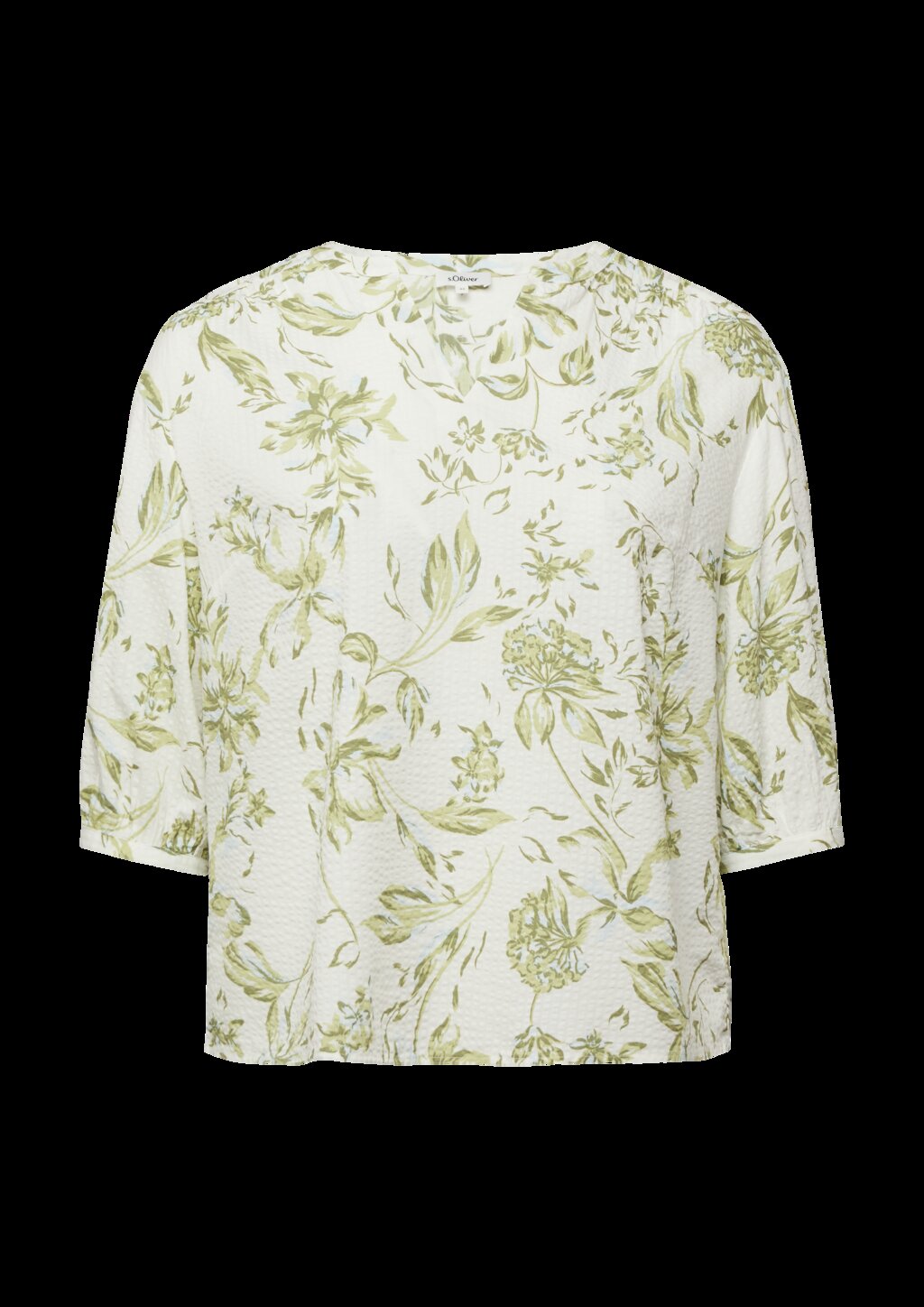 Bluse aus Seersucker mit Raffungen