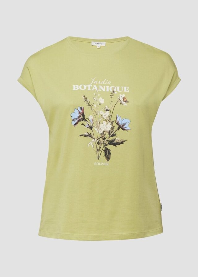 T-Shirt mit überschnittenen Schultern und Frontprint