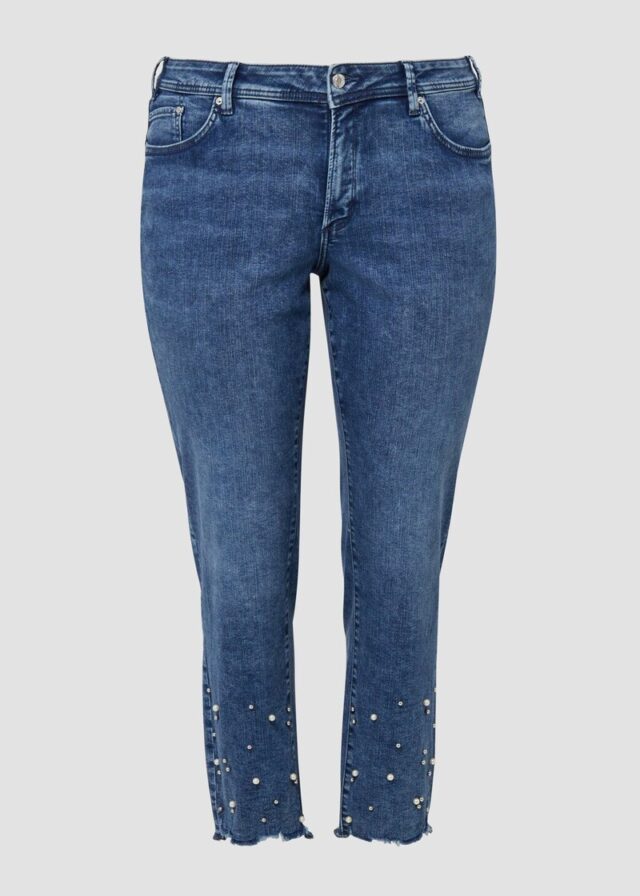 Jeans / Curvy Fit / Mid Rise / Slim Tapered Leg / mit Perlendetails
