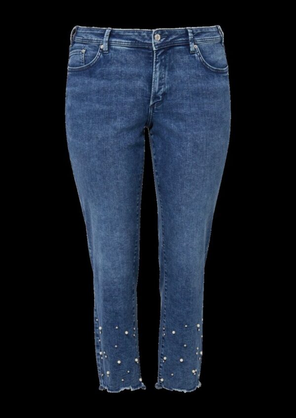 Jeans / Curvy Fit / Mid Rise / Slim Tapered Leg / mit Perlendetails