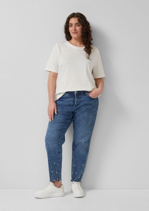 Jeans / Curvy Fit / Mid Rise / Slim Tapered Leg / mit Perlendetails