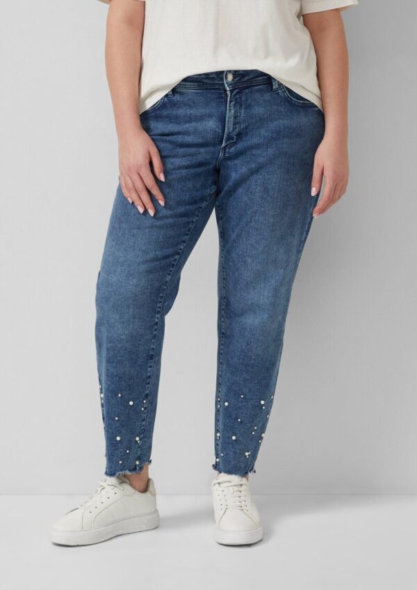 Jeans / Curvy Fit / Mid Rise / Slim Tapered Leg / mit Perlendetails