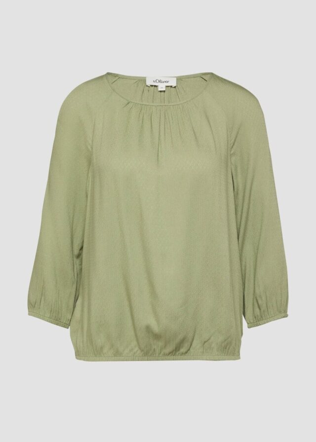 Strukturierte Viskose-Bluse mit Raff-Details