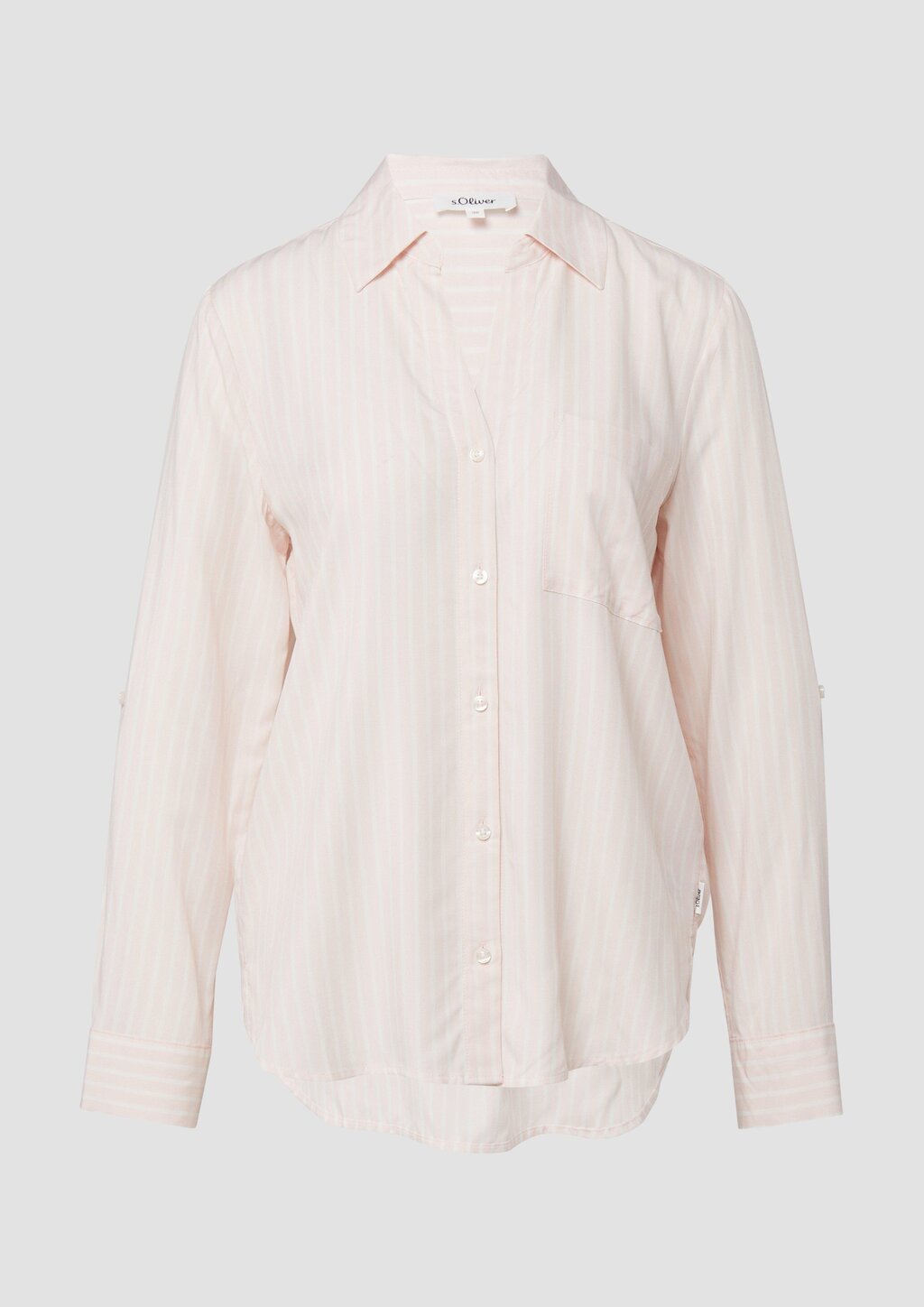 Fließende Streifenbluse aus Viskose mit Turn-up