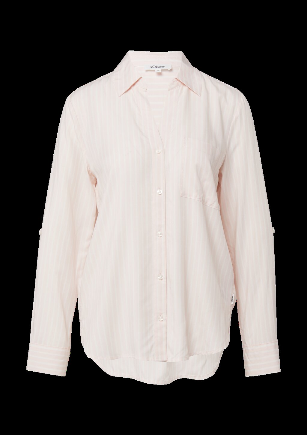 Fließende Streifenbluse aus Viskose mit Turn-up