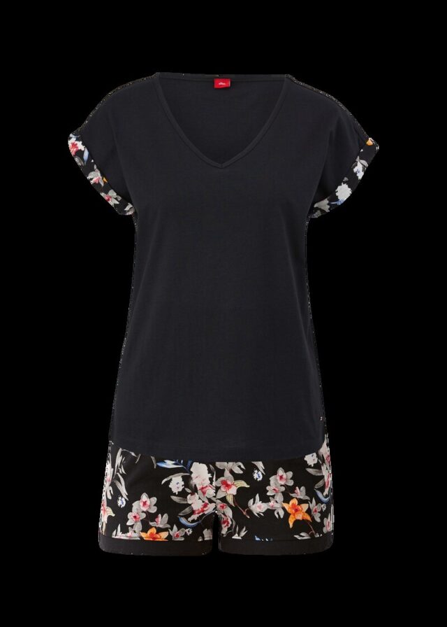Kurzer Pyjama mit floralem Print