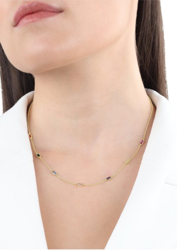 Kette mit bunten Zirkonia-Steinen