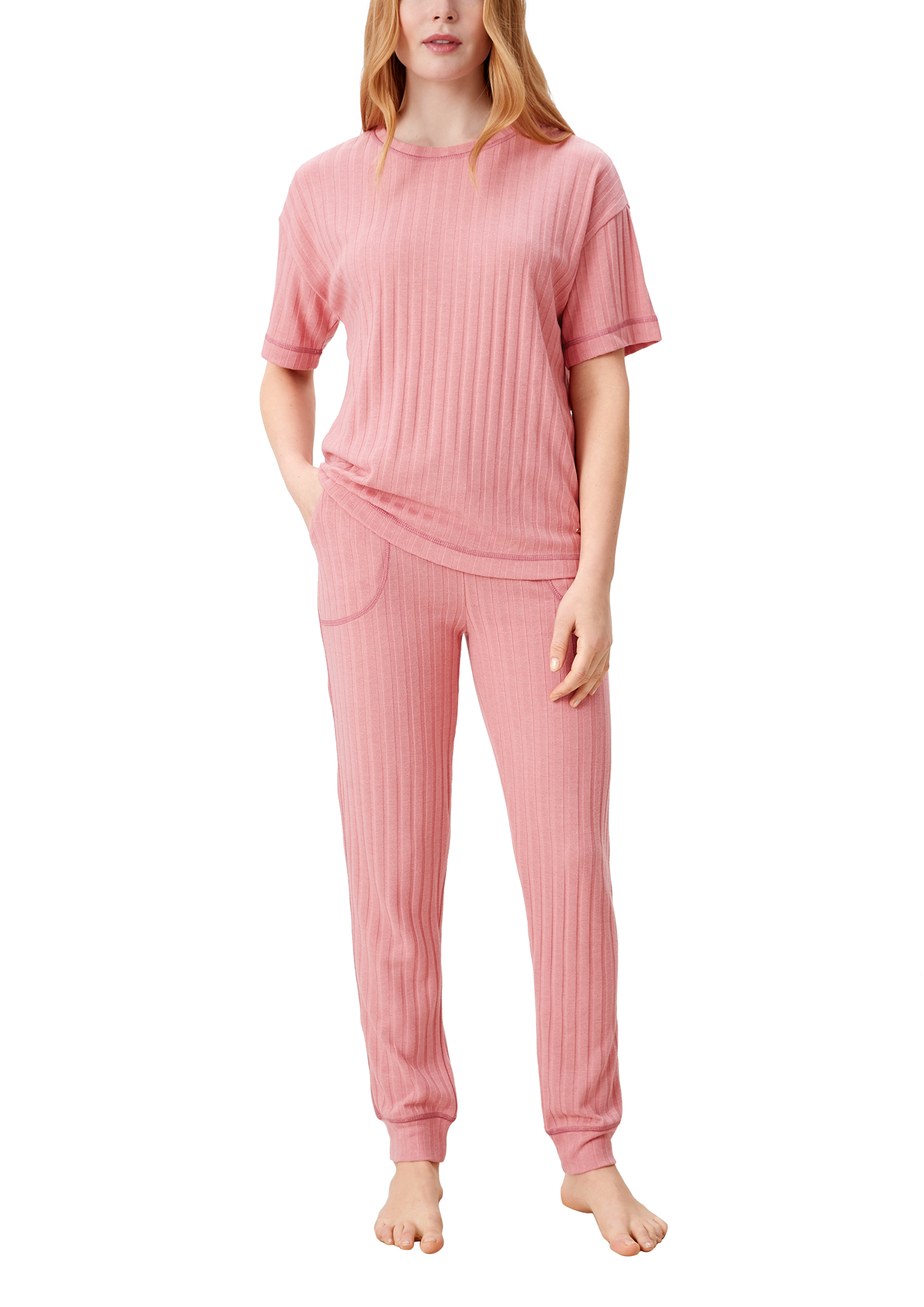 Pyjamaoberteil aus Rippware