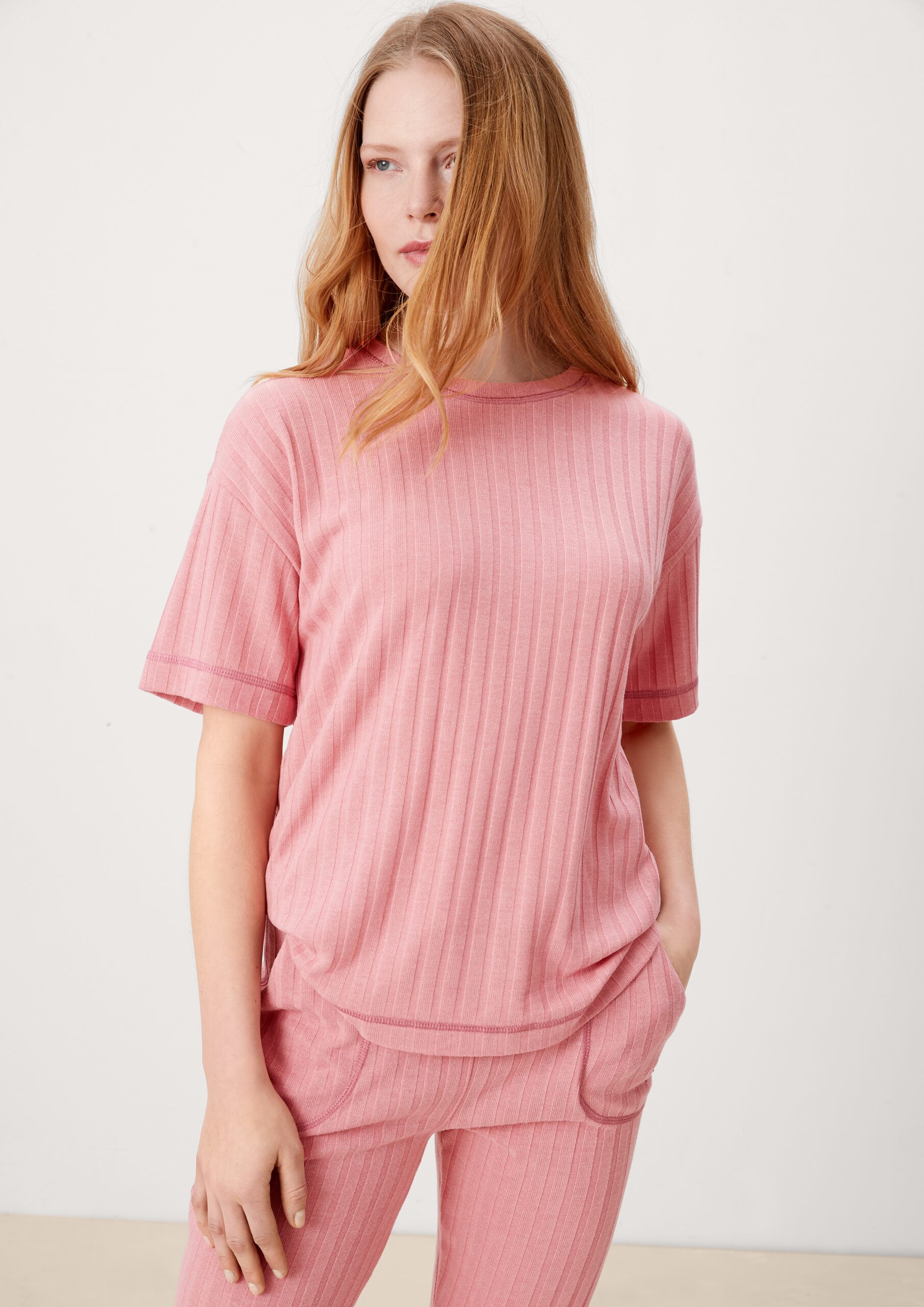 Pyjamaoberteil aus Rippware