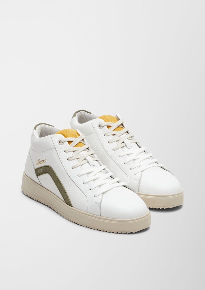 Leder-Sneaker mit Kontrast-Details