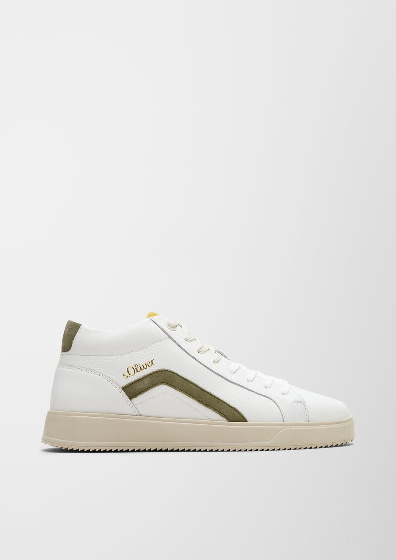 Leder-Sneaker mit Kontrast-Details