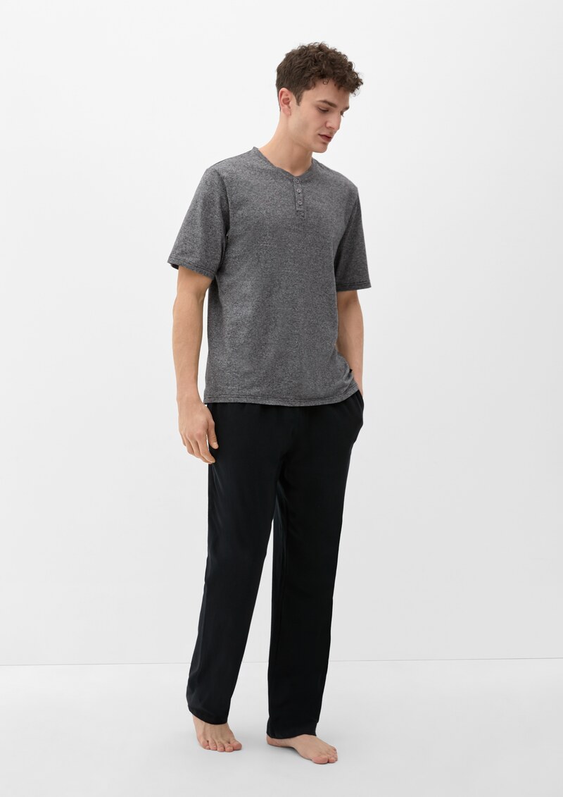 T-Shirt mit kurzer Knopfleiste