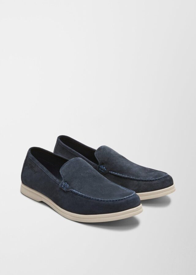 Velours-Slipper mit Ziernaht