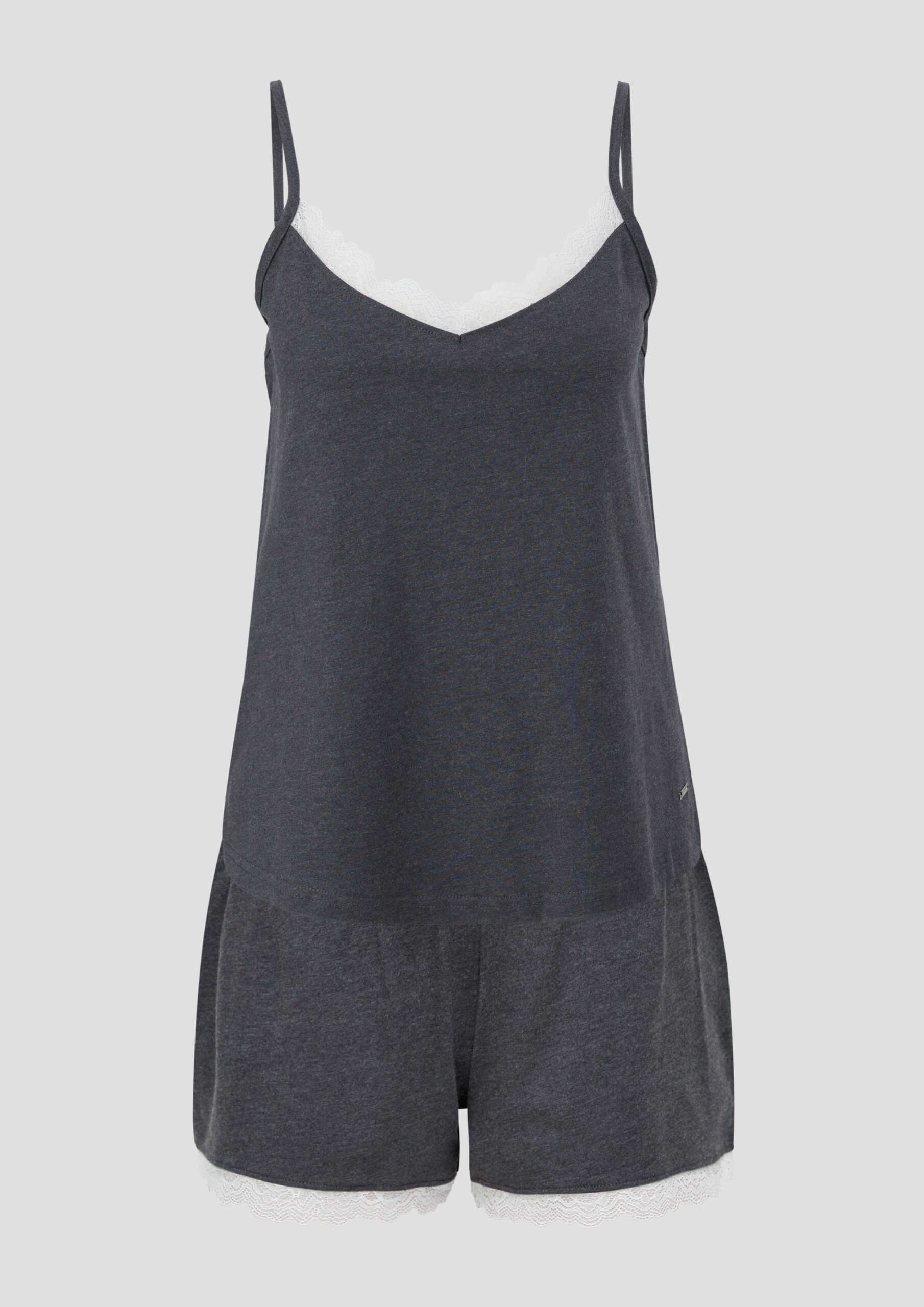 Kurzes Pyjamaset mit Spitzen-Saum