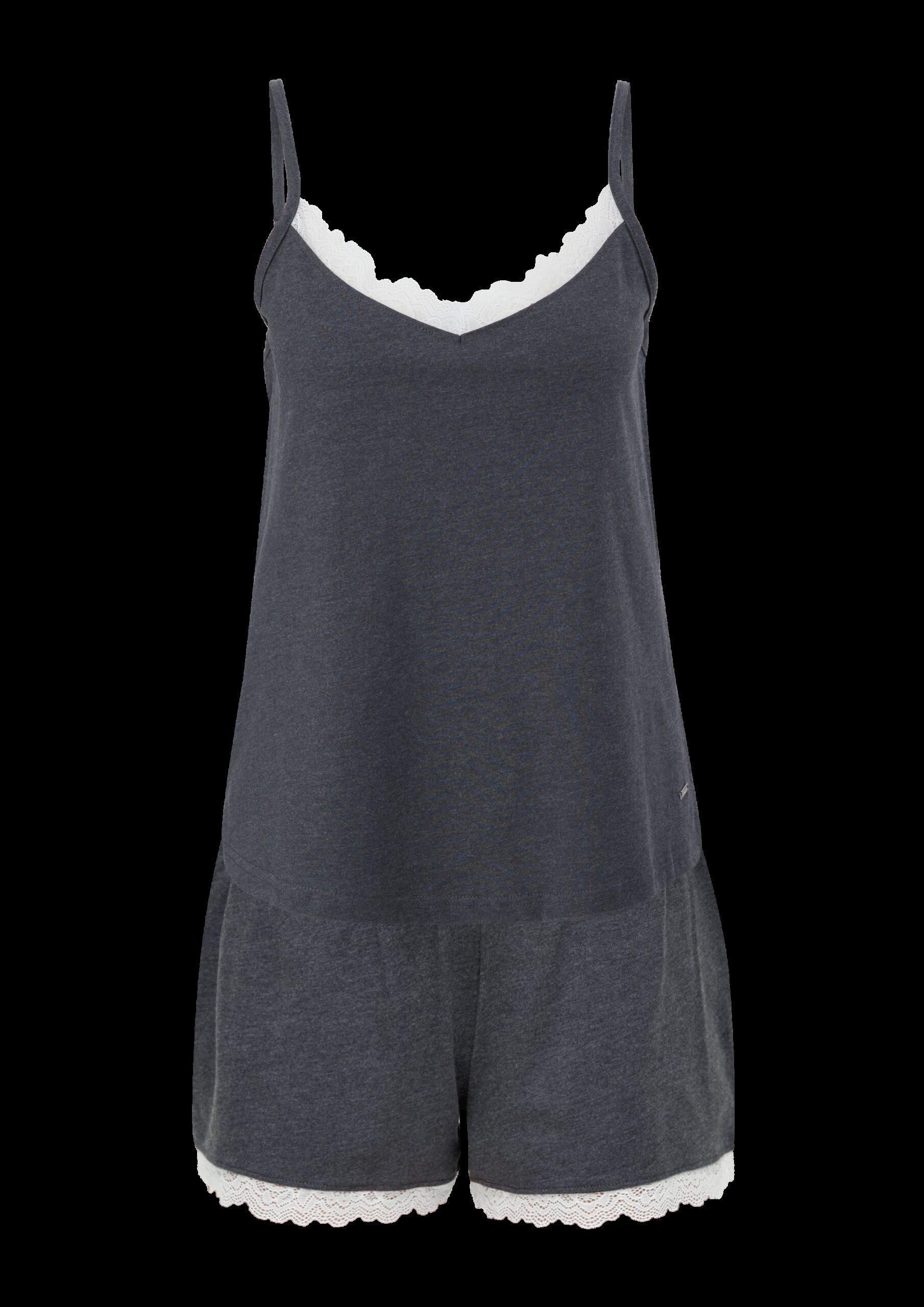 Kurzes Pyjamaset mit Spitzen-Saum