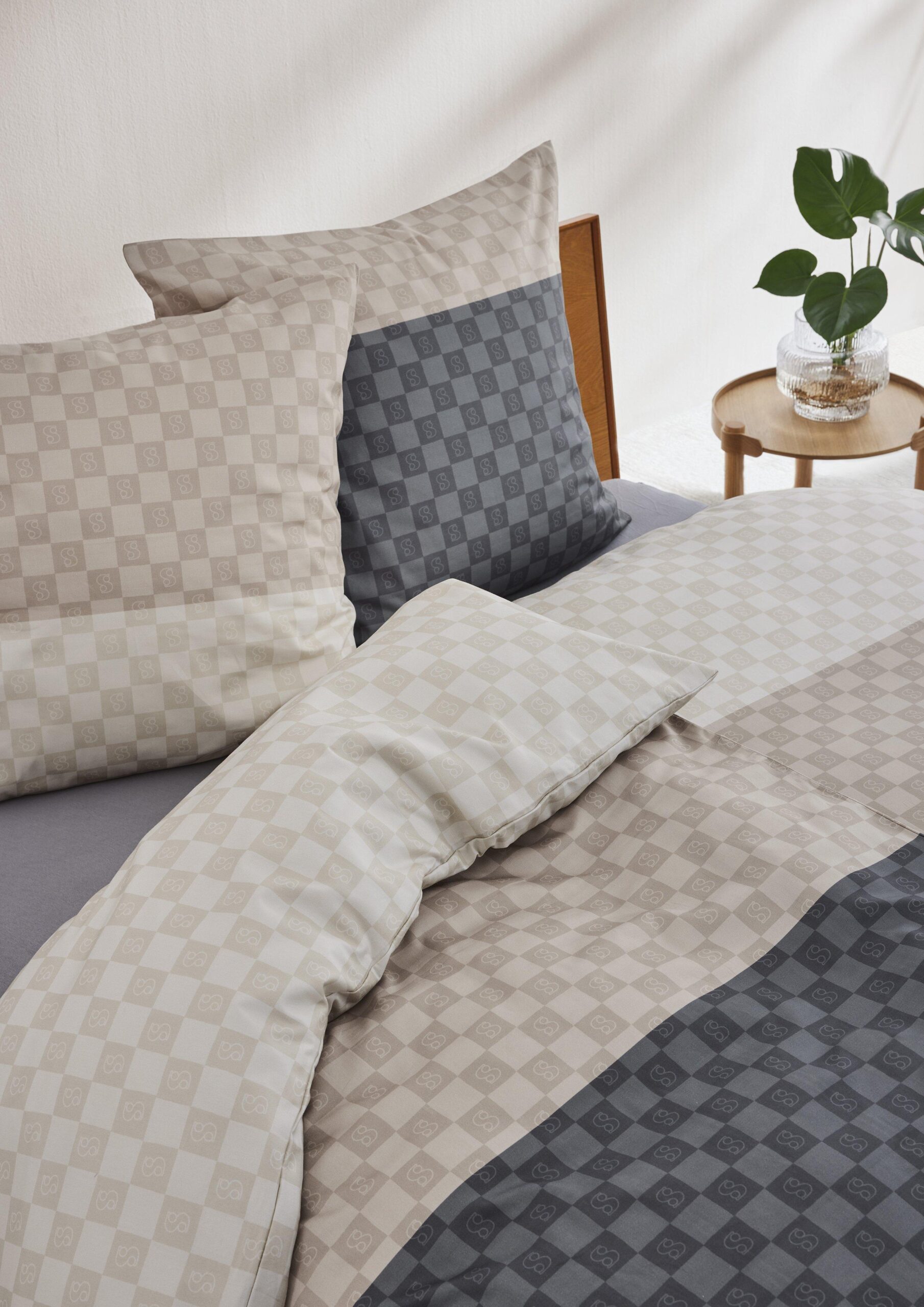 Bettwäsche-Set mit Colour Blocking und Karos