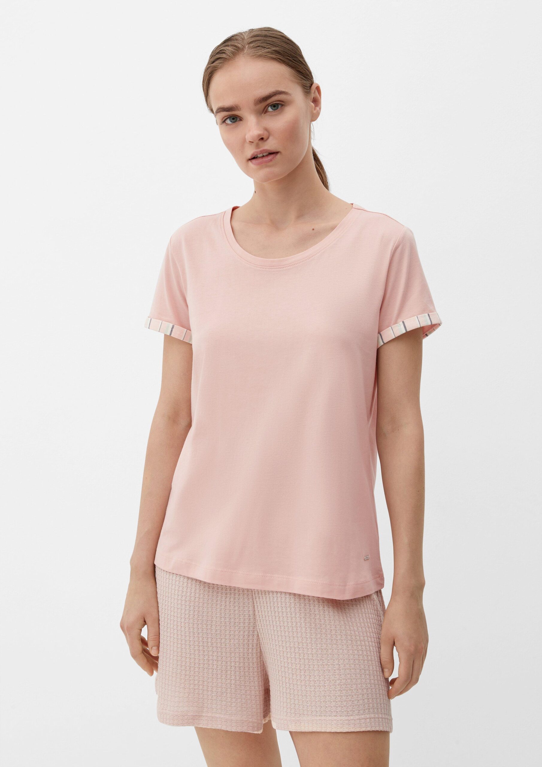 Pyjama-Shirt mit fixiertem Armumschlag