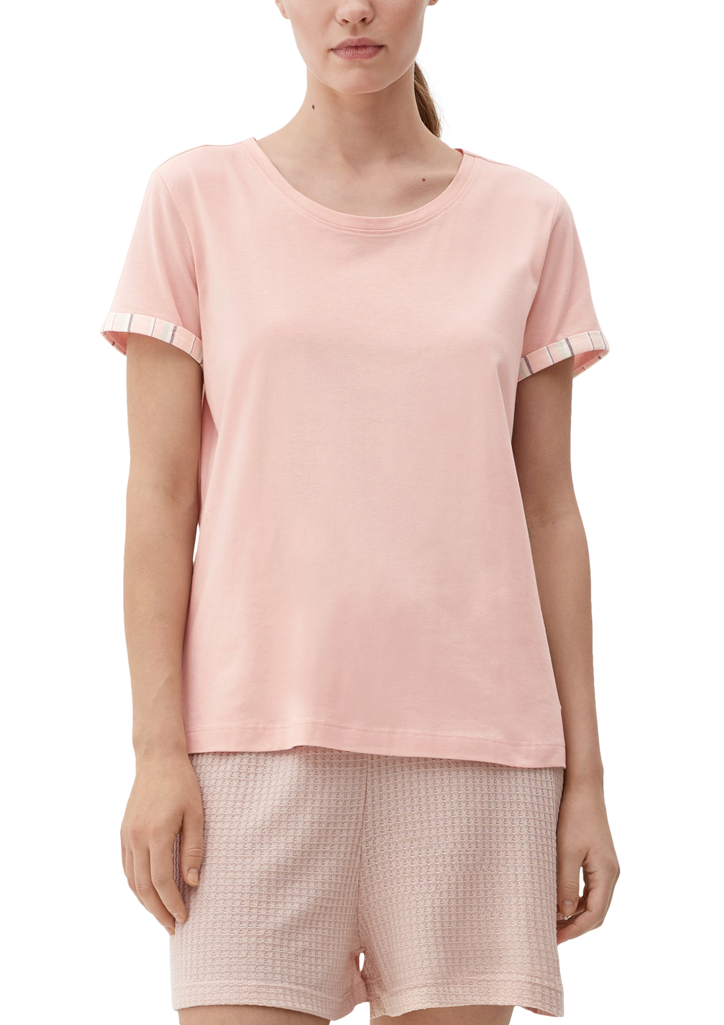 Pyjama-Shirt mit fixiertem Armumschlag