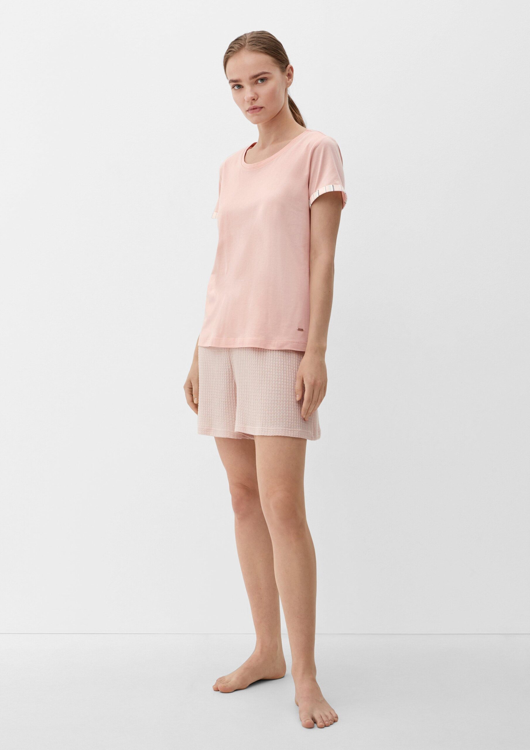 Pyjama-Shirt mit fixiertem Armumschlag