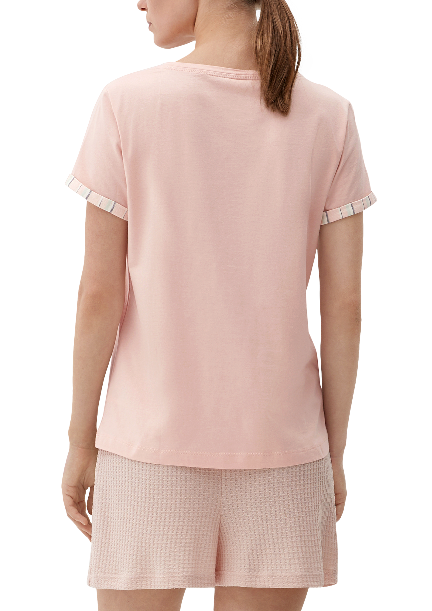 Pyjama-Shirt mit fixiertem Armumschlag