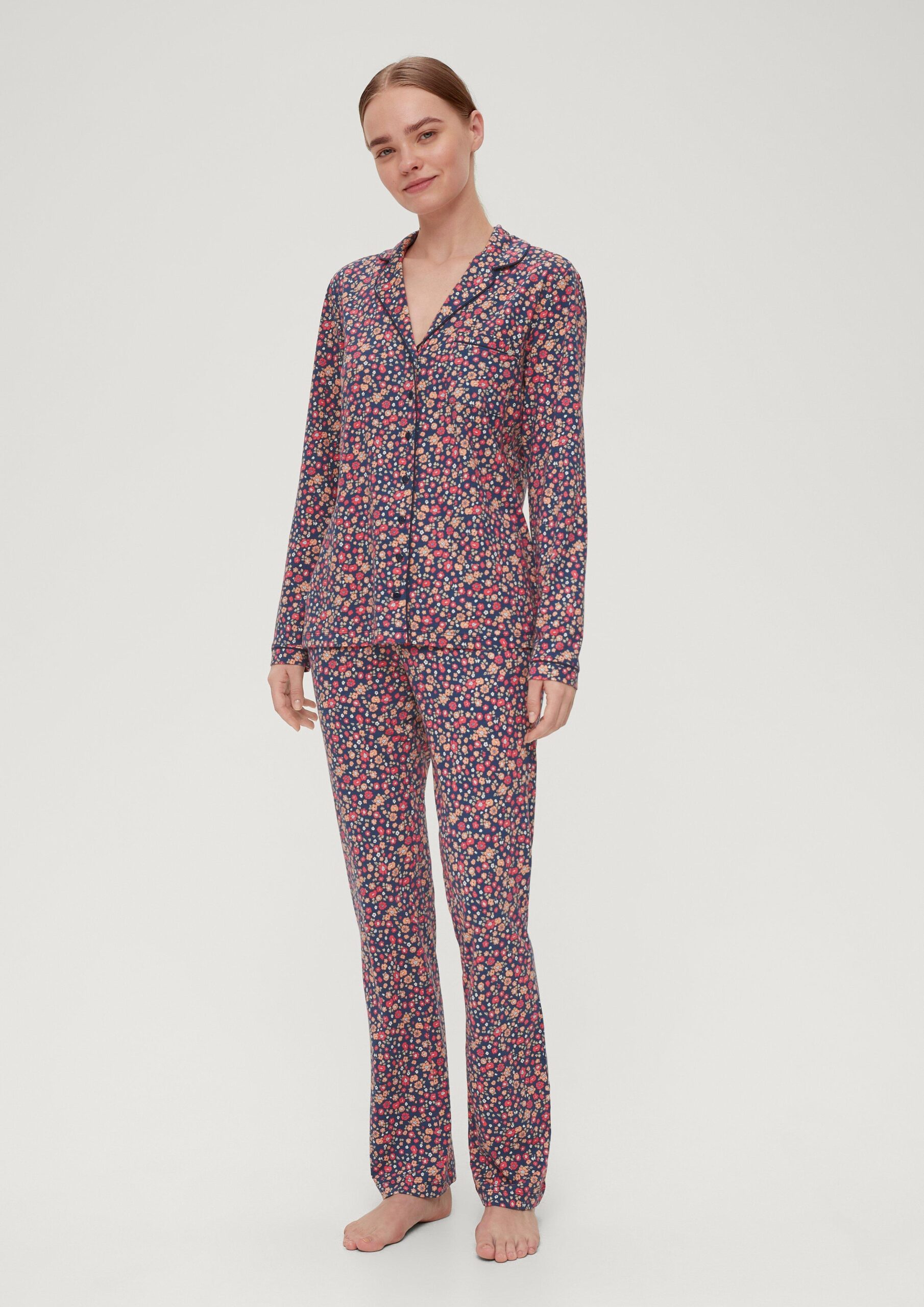 Langer Pyjama mit Vichy-Muster