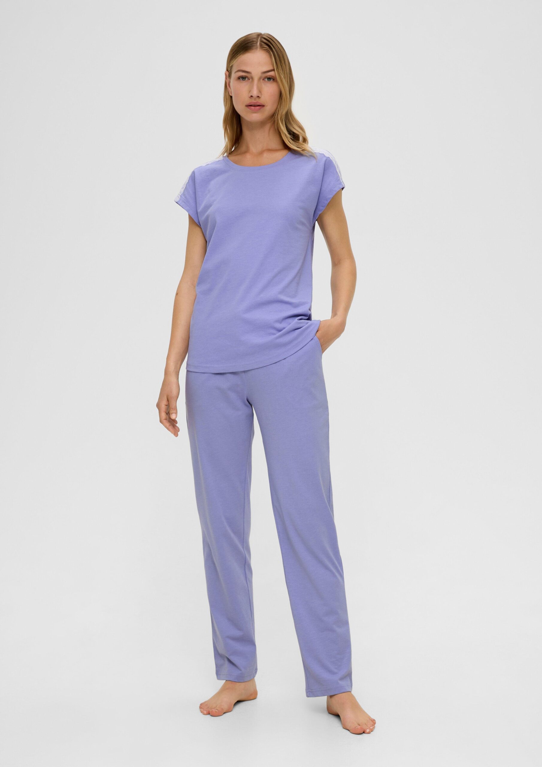 Pyjama-Set mit Spitzen-Detail