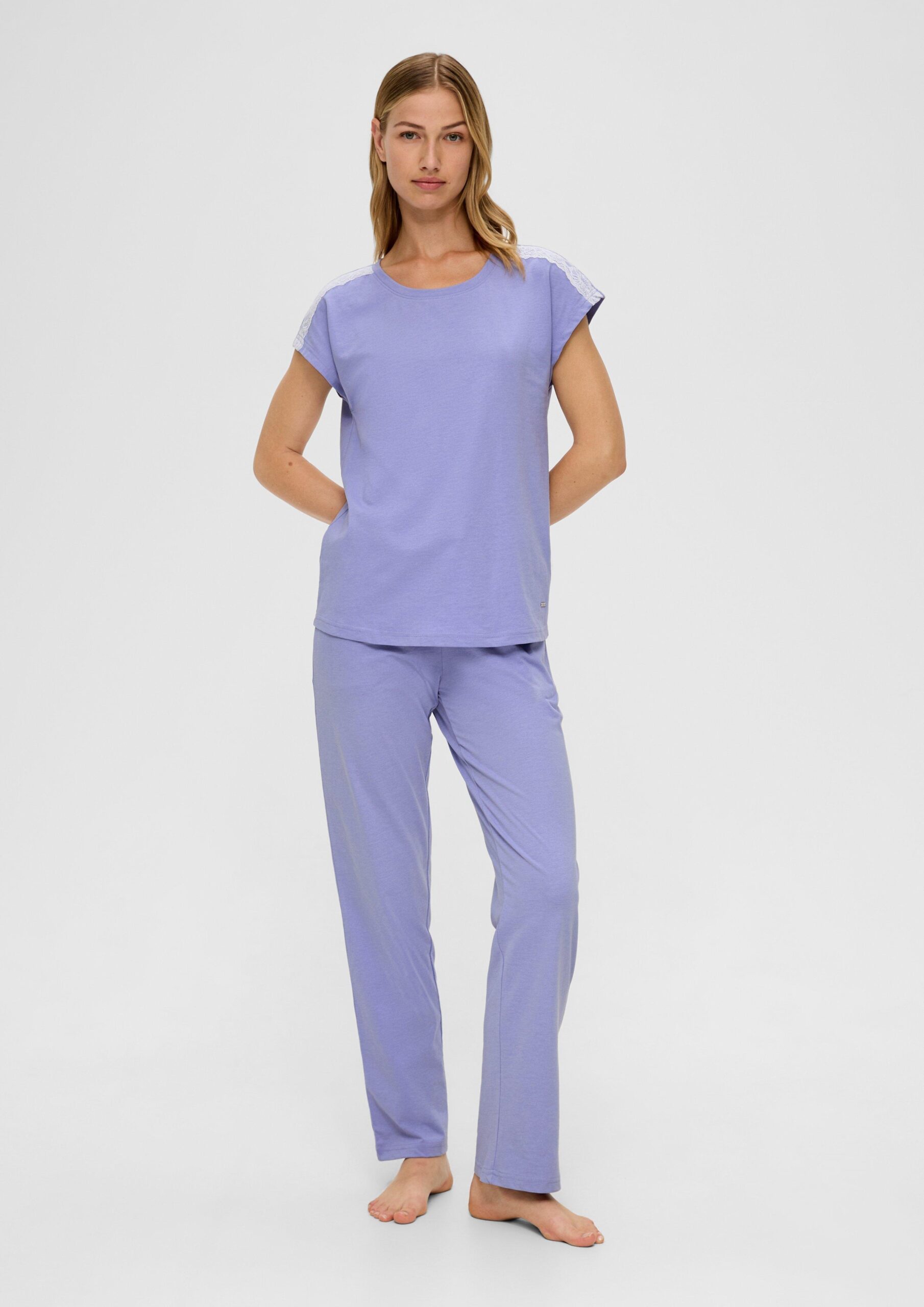 Pyjama-Set mit Spitzen-Detail