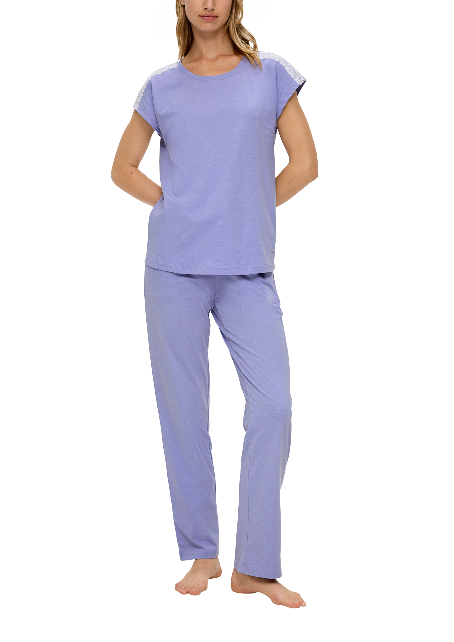Pyjama-Set mit Spitzen-Detail