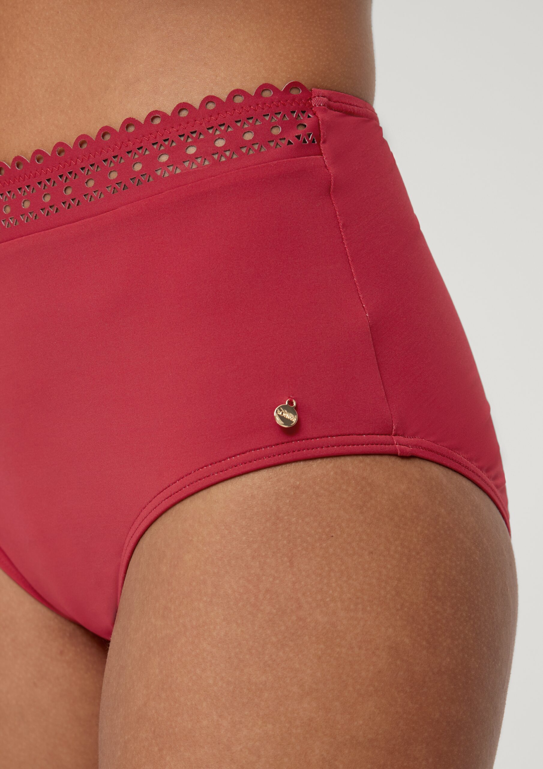 High Waist-Bikinihose mit Lochstickerei