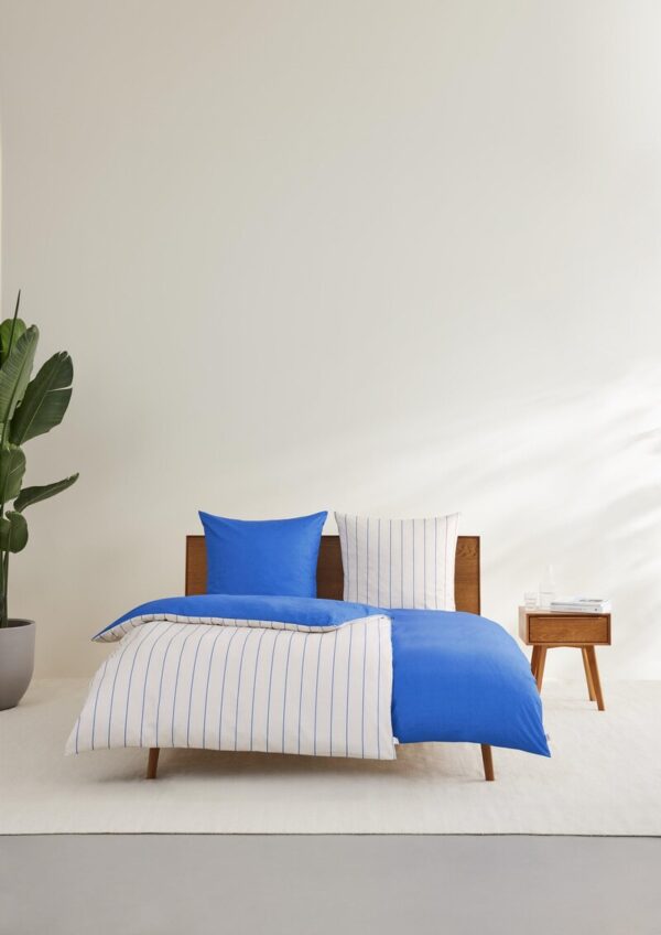 Bettwäsche-Set aus Baumwoll-Satin mit Streifenmuster