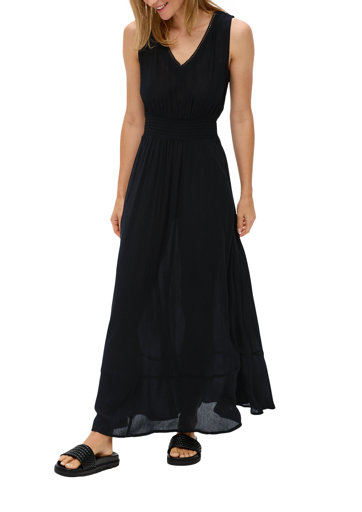 Langes Strandkleid aus Crêpe