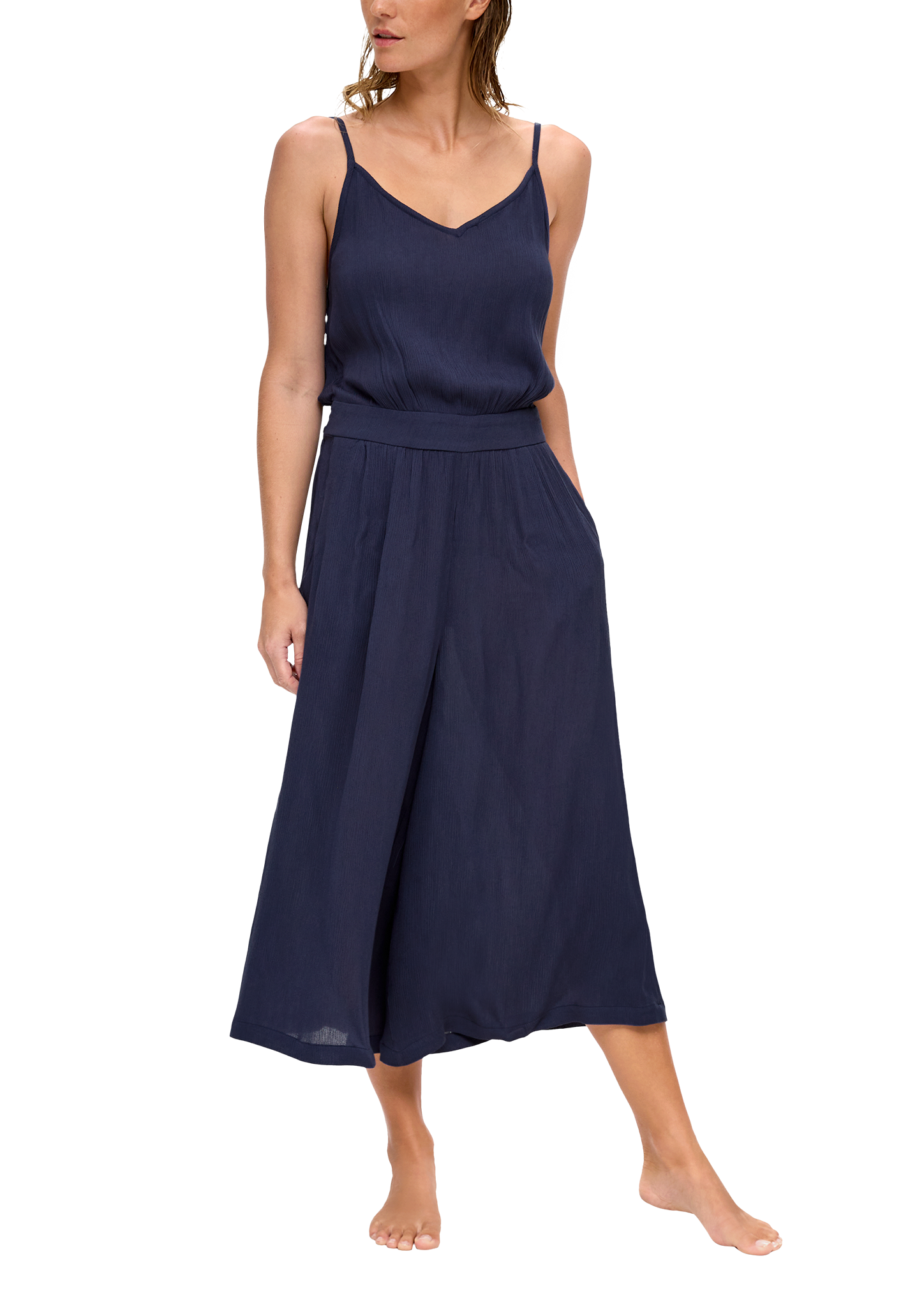 Wide Leg Strand-Jumpsuit aus reiner Viskose