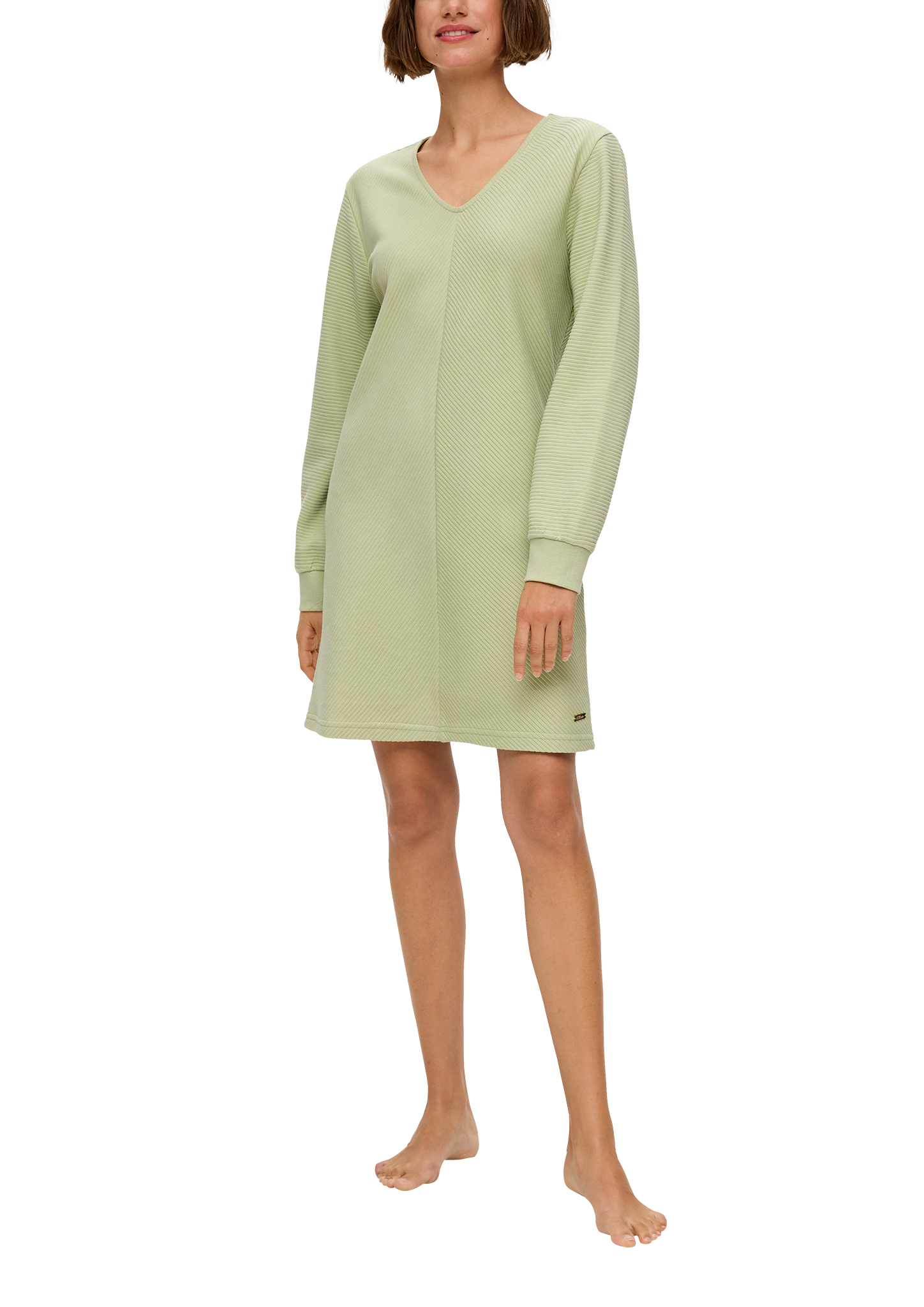 Pyjama-Sweatkleid mit V-Ausschnitt