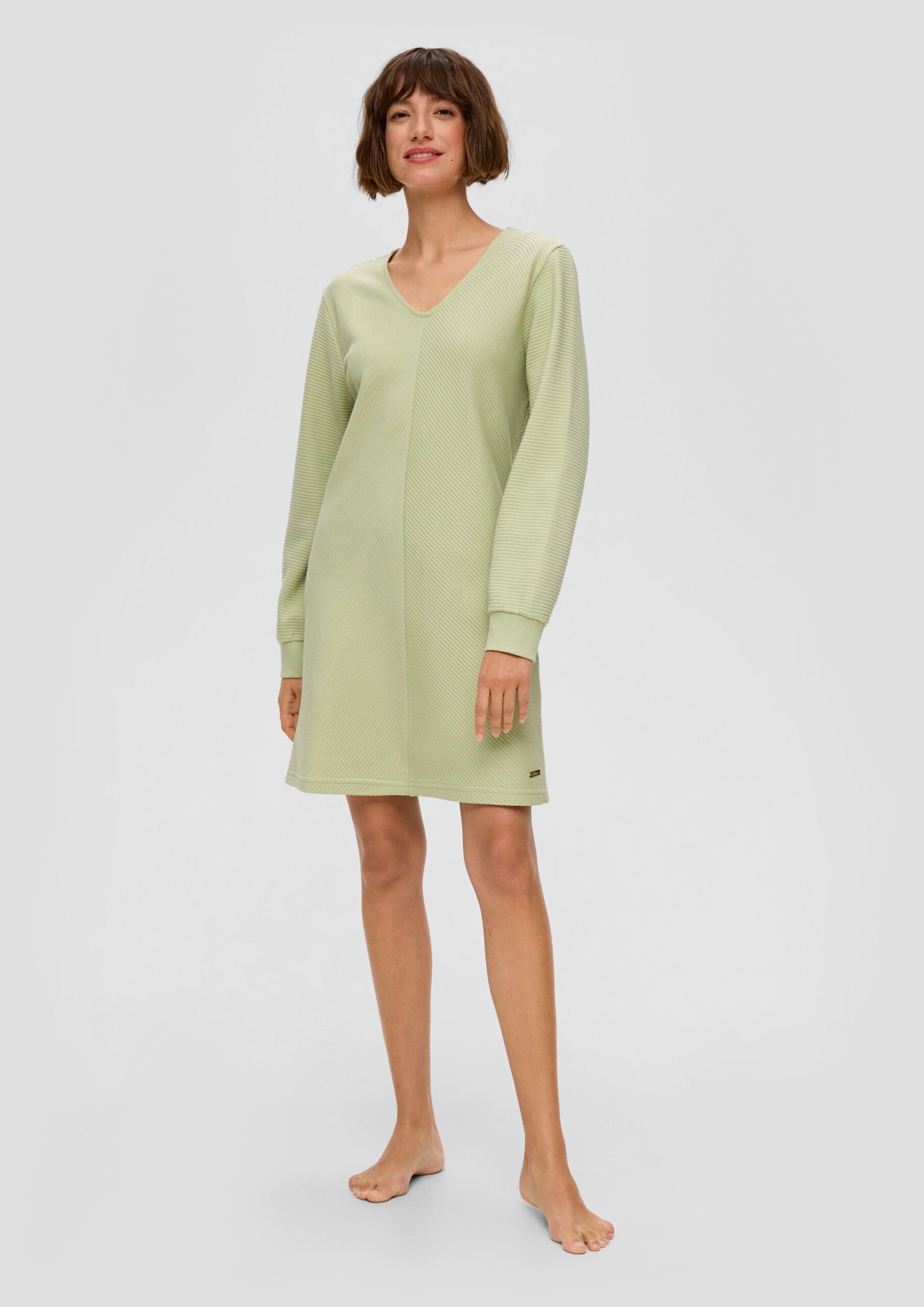 Pyjama-Sweatkleid mit V-Ausschnitt