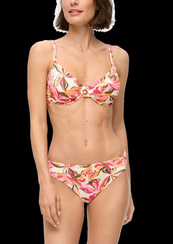 Bikinihose mit Umschlagbund und Blumenmuster