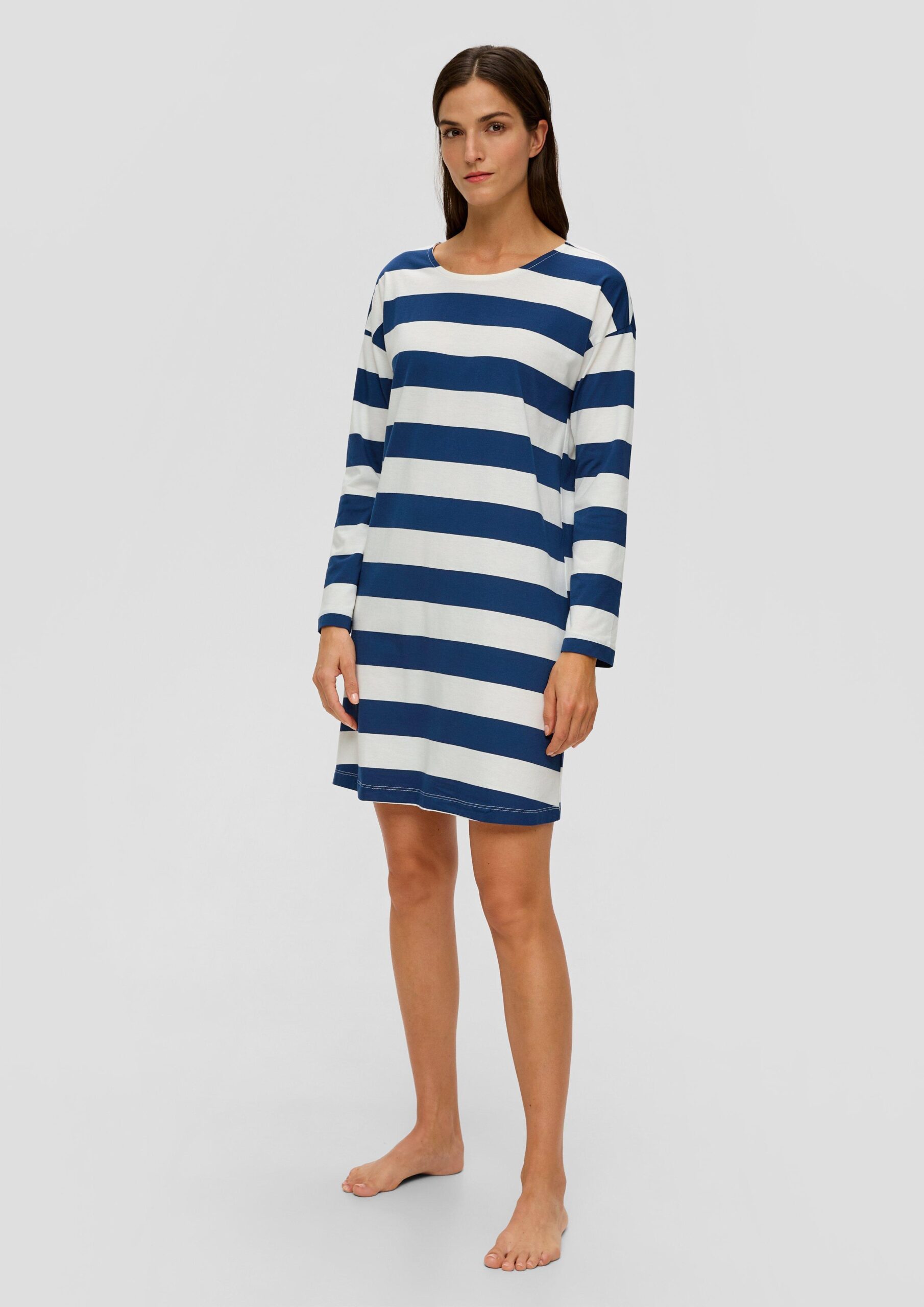 Gestreiftes Nachthemd aus Baumwoll-Modalmix