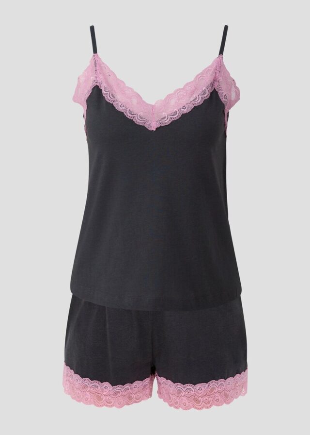 Kurzes Pyjama-Set mit Spitzen-Details
